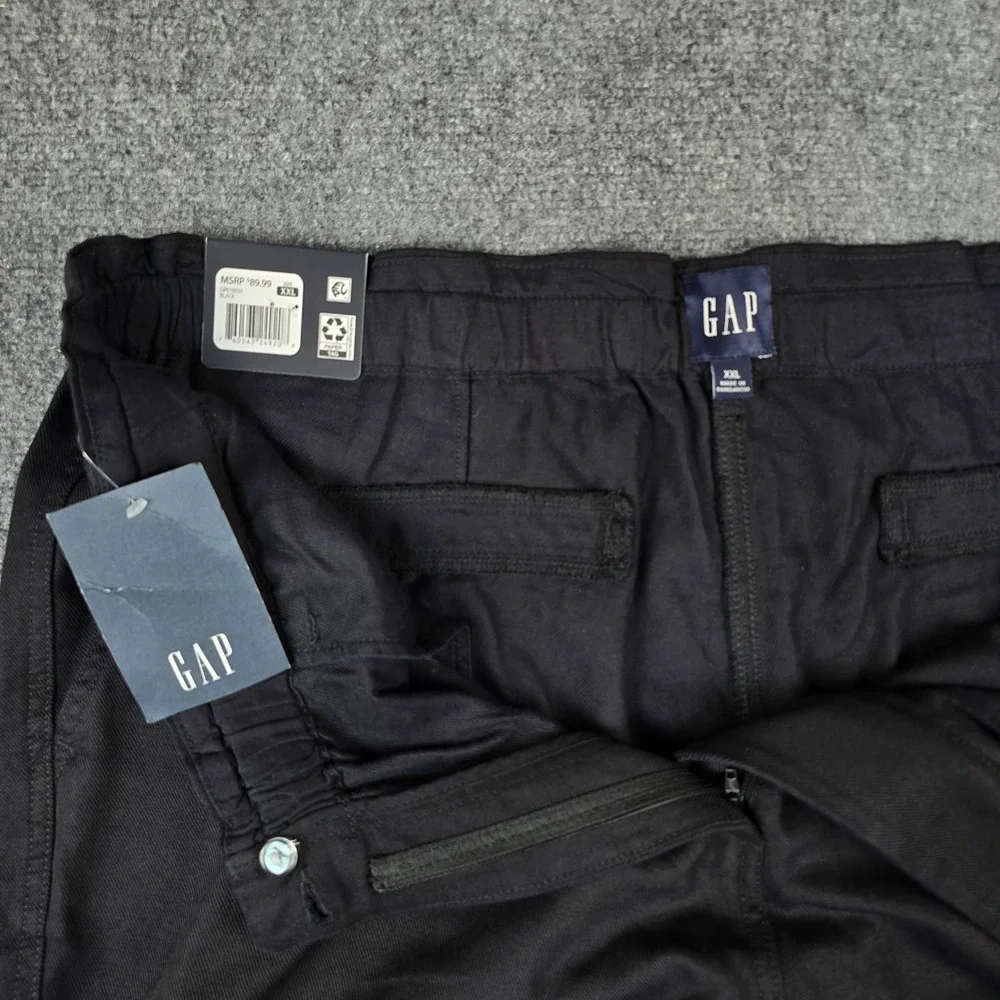 Gap Easy Twill Pant Mens XXL Black Elastic Waist Relaxed Fit Trousers NEW